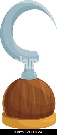 Classic pirate hook replacing hand is standing on a white background Stock Vector