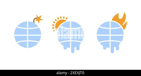 Icon Set for Climate Change and Environmental Impact. Stock Vector