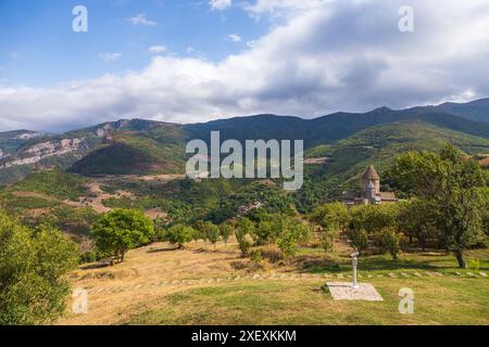 The Tatev Monastery, 9th-century Armenian Apostolic Christian monastery located on a large basalt plateau near the village of Tatev , Armenia. Stock Photo