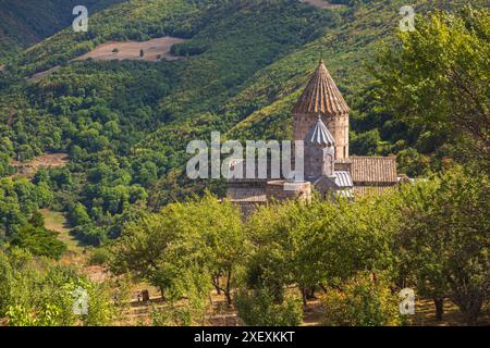 The Tatev Monastery, 9th-century Armenian Apostolic Christian monastery located on a large basalt plateau near the village of Tatev , Armenia. Stock Photo