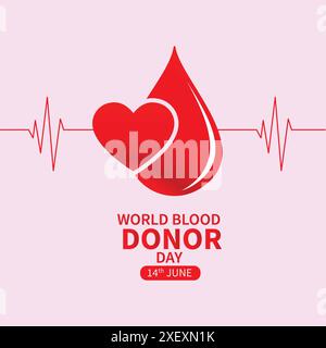 World Blood Donor Day June 14, Blood donation concept. Give blood save life background vector Illustration Stock Vector