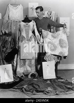 Costume Designer HOWARD GREER in 1924 with some of his creations for FANNY BRICE in her new show MUSIC BOX REVIEW which ran from December 1st 1924 until May 1925 at the Music box Theatre closing after 184 performances Stock Photo