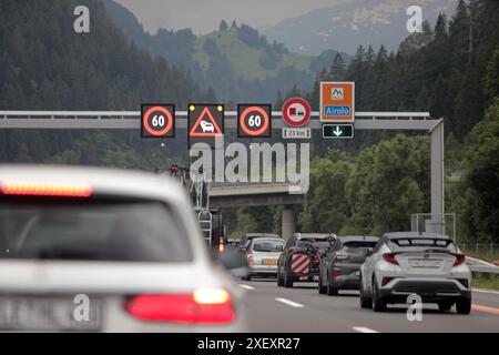 Traffic jam before the Gotthard Tunnel, Switzerland Stock Photo - Alamy