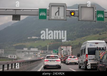Traffic jam before the Gotthard Tunnel, Switzerland Stock Photo - Alamy