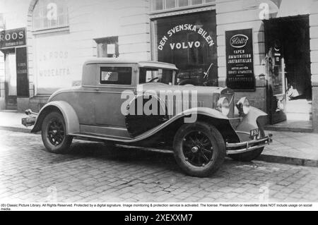 Volvo PV650 model 1930. This model specially built on a PV 6590 chassis, with a so-called mother-in-law seat also called rumble seat or dicky seat. This car model manufactured by Volvo as a unique one-car only, was nicknamed the fishing hook. It came about because the person who drove the car used it when he was 'fishing' for a girl to date. He drove and drove up and down the main street and hoped that some girl wanted to ride in the car. 1930s Stock Photo