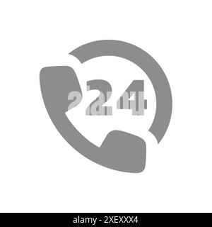 Twenty-four phone vector icon. 24/7 call center service Stock Vector