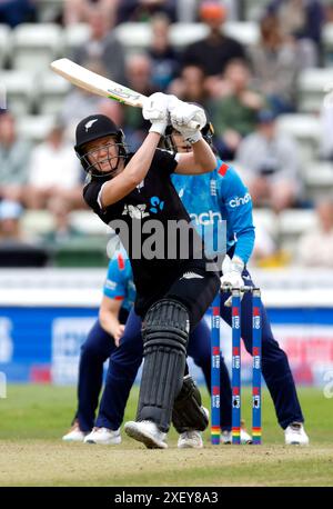 England Women's Amy Jones and New Zealand Women's Maddy Green during the second One Day International at Visit Worcestershire New Road, Worcester. Picture date: Sunday June 30, 2024. Stock Photo