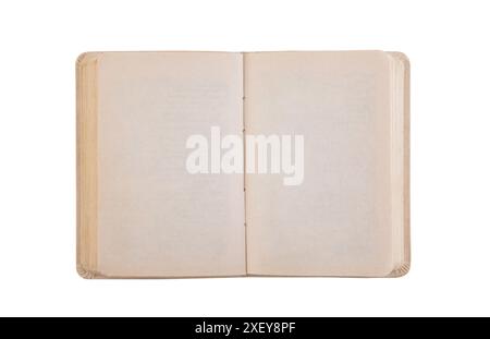 Open old book with blank pages isolated on white background with clipping path Stock Photo