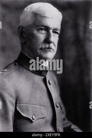 General William Crawford Gorgas, a renowned United States Army physician, in a formal portrait taken by Harris Ewing. Gorgas is known for his groundbreaking work in combating yellow fever and malaria, significantly impacting public health and contributing to the construction of the Panama Canal. Stock Photo