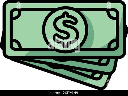 Icon of green dollar bills Stock Vector