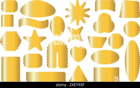 Retro design elements scalloped frames. Scalloped edge rectangle, star, ellipse, circle and square shapes. Vector illustration Stock Vector