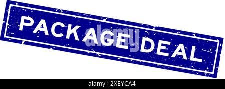 Grunge blue package deal word square rubber seal stamp on white background Stock Vector