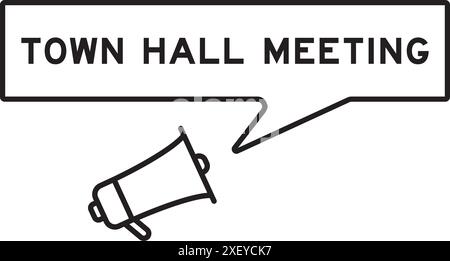 Megaphone icon with speech bubble in word town hall meeting on white background Stock Vector