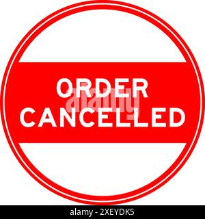 Red color round seal sticker in word order cancelled on white background Stock Vector