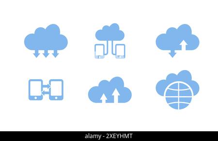 Cloud computing filled icons set. Stock Vector