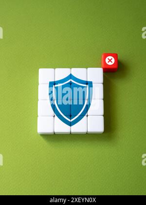 Disable protection. Compromised of security systems and the threat of information leakage or system infection. Cyber security of personal information. Stock Photo