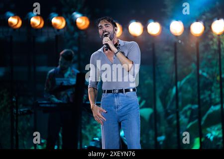 Marco Mengoni performs live at Piazza del Plebiscito in Naples for the Tropico Tour 2024. Naples-Italy, June, 28. 2024 Credit: Andrea Guli/Alamy Live News Stock Photo