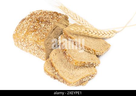 Rye bread slices isolated on white background Stock Photo