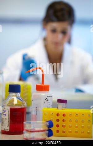 Researcher handling DNA samples, Biotechnology Laboratory, Health Area, Alava Technology Park, Technology Centre, Tecnalia Research & Innovation, Miña Stock Photo
