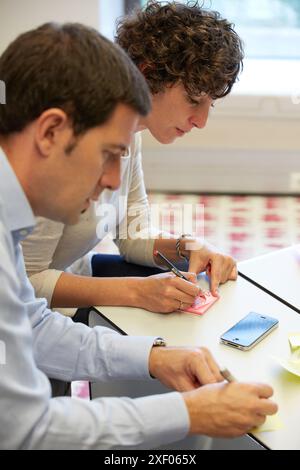 Team of business executives, Focus group, Creativity workshop, Innovation Strategies, Tecnalia Research & Innovation, Basque Country, Spain Stock Photo