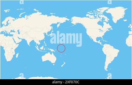 Locator map showing the location of the country Nauru in Oceania. The country is highlighted with a red polygon. Small countries are also marked with Stock Vector