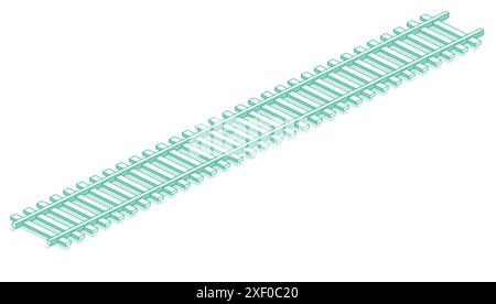 Railway track. Isometric object isolated on white background. Vector illustration. Railway icon for web design. Stock Vector