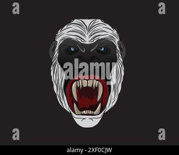 Illustration of a gorilla shouting with red star background Stock Vector