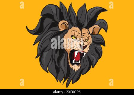 Angry lion head roaring showing its sharp teeth Stock Vector