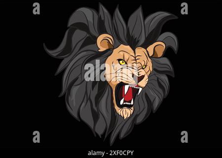 Angry lion head roaring showing its sharp teeth Stock Vector