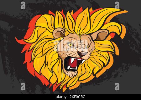 Angry lion head roaring showing its sharp teeth Stock Vector