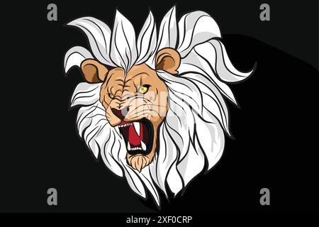 Angry lion head roaring showing its sharp teeth Stock Vector