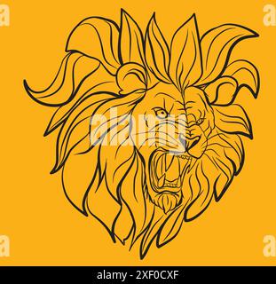 Angry lion head roaring showing its sharp teeth Stock Vector