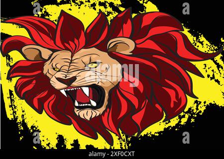 Angry lion head roaring showing its sharp teeth Stock Vector