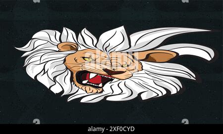 Angry lion head roaring showing its sharp teeth Stock Vector
