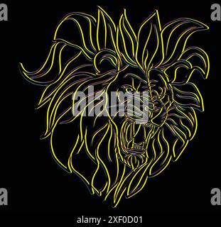 Angry lion head roaring showing its sharp teeth Stock Vector
