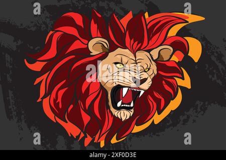 Angry lion head roaring showing its sharp teeth Stock Vector
