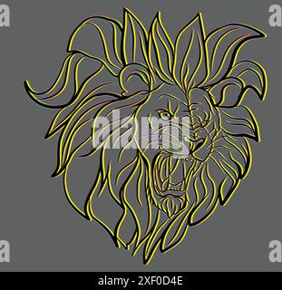 Angry lion head roaring showing its sharp teeth Stock Vector
