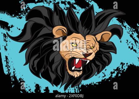 Angry lion head roaring showing its sharp teeth Stock Vector