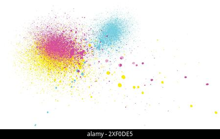 Cmyk color splashing on black background Stock Vector