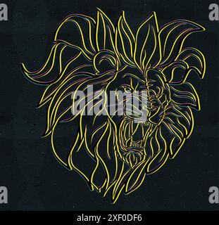 Angry lion head roaring showing its sharp teeth Stock Vector