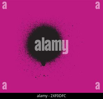 Black spray paint circle with dripping effect on white background Stock Vector