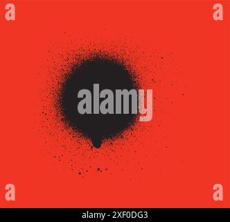 Black spray paint circle with dripping effect on white background Stock Vector