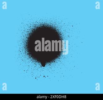 Black spray paint circle with dripping effect on white background Stock Vector