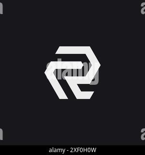 Creative letter CR RC typographic minimal hexagon shape logo design. Stock Vector