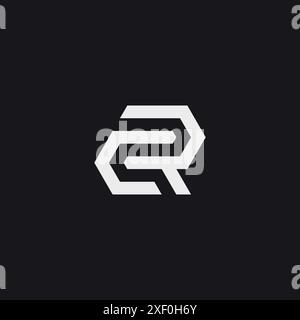 Creative letter CR RC typographic minimal hexagon shape logo design. Stock Vector