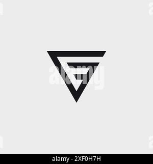 Monogram Letter CF FC Triangle Shape Logo Design. Stock Vector