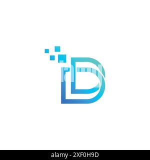 Abstract Initial Letter D Tech Logo. Stock Vector