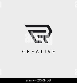 Creative letter CR RC typographic minimal hexagon shape logo design. Stock Vector