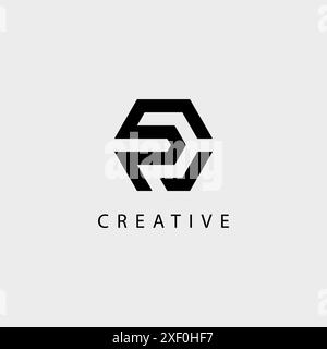 Abstract CP, PC, C, P vector logo monogram icon template Stock Vector