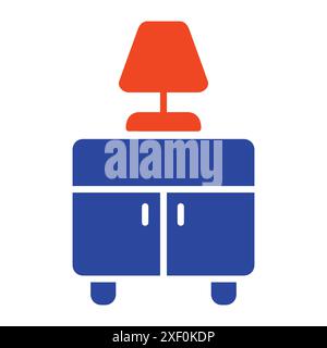 Bedside table with lamp vector icon. Graph symbol for furniture, web site and apps design, logo, app, UI Stock Vector
